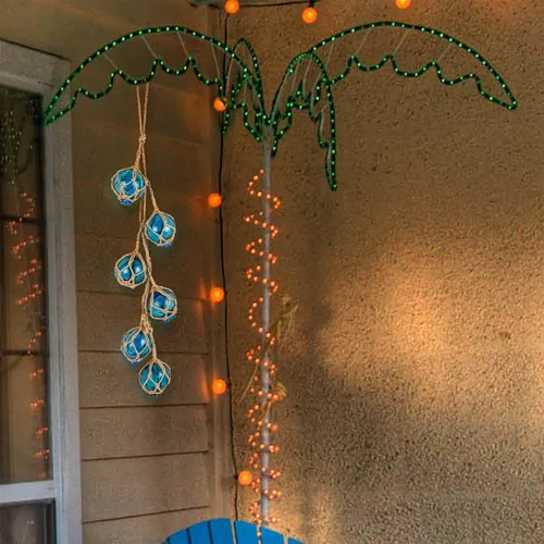 Miniatura 6 de SAILINGSTORY - Flotador de pesca de cristal, 6 bolas de boya para decoración de verano, adornos náuticos costeros de playa para árbol de Navidad, 2