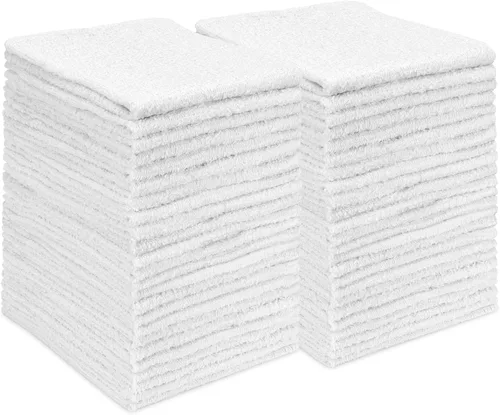 Miniatura 7 de S&T INC. Toallas de limpieza multiusos de rizo de algodón para el hogar, automóvil, automóvil y garaje, 14 x 17 pulgadas, color blanco, paquete de 24