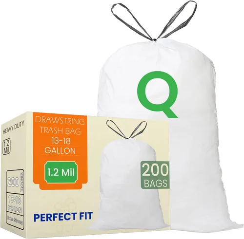 Code Q - Bolsas de basura resistentes con cordón de 13 a 17 galones, compatibles con bolsas de basura Code Q de 13 a 17 galones, 40 a 65 litros,