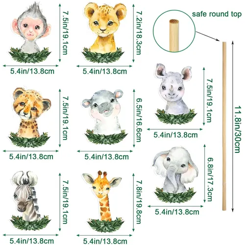 Miniatura 3 de 24 palos de centro de mesa de safari, decoración de fiesta de baby shower de animales de la selva para niños y niños, suministros de fiesta temática