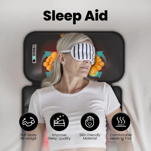 Miniatura 6 de Alfombrilla de masaje, masajeador de cuello desmontable, calefacción por vibración de cuerpo completo, almohadilla de masaje con 10 motores