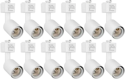 Miniatura 10 de mirrea Cabezal de iluminación de riel tipo J a E26 Adaptador de base de tornillo mediano Dirección de luz ajustable paquete de 3 (blanco)
