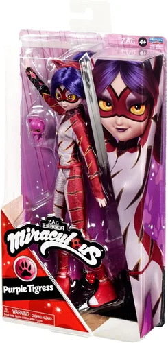 Miniatura 5 de Muñeca de moda Miraculous Ladybug y Gato Noir Muñeca articulada de 26 cm con accesorios Kwami Figurina Púrpura Tigresa Muñecas Bandai