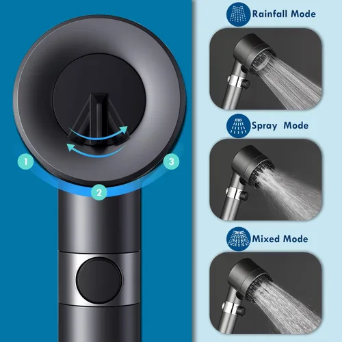 Miniatura 3 de CWPW Cabezal de ducha filtrado con cabezal de ducha de mano de alta presión de 4 pulverizadores con filtros para agua dura, elimina el cloro