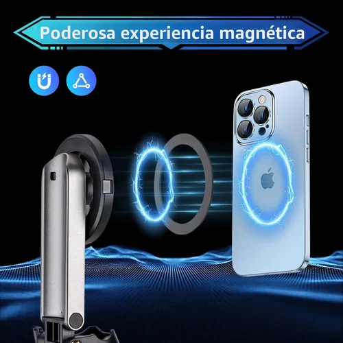 Miniatura 2 de MQOUNY para soporte trípode Magsafe para iPhone, palo selfie portátil de bolsillo con control remoto recargable y anillo de metal, trípode