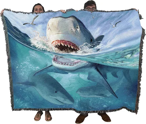 Miniatura 16 de Pure Country Weavers JL Moby Dick Cobija por Jerry LoFaro - Tapiz clásico de regalo de ballena oceánica tejida de algodón, fabricada en los Estados