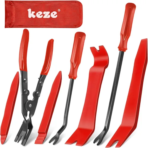 Miniatura 9 de Keze 7 Piezas Herramienta de Palanca de Extracción de Molduras de Plástico Automotrices y Kit de Alicates Extractores de Clips para Extracción