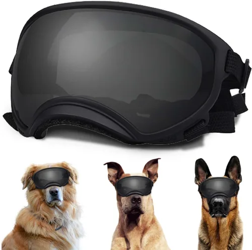 Miniatura 10 de Gafas de sol grandes para perros con correa ajustable, protección UV, a prueba de victorias, adecuadas para perros medianos y medianos