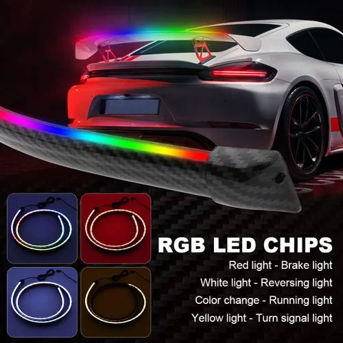 Miniatura 6 de 49.2 in Flexible Coche Luz Trasera RGB LED Tira Kits Cubierta Trasera Freno Detención Señal de Giro Lámpara de Correr Impermeable DC12V (RGB)