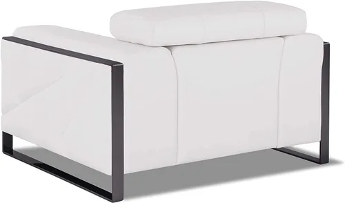Miniatura 10 de BlackJack Furniture Gianni - Juego de cuero italiano de grano superior con reposacabezas ajustables de 9 posiciones, patrón geométrico Blanco