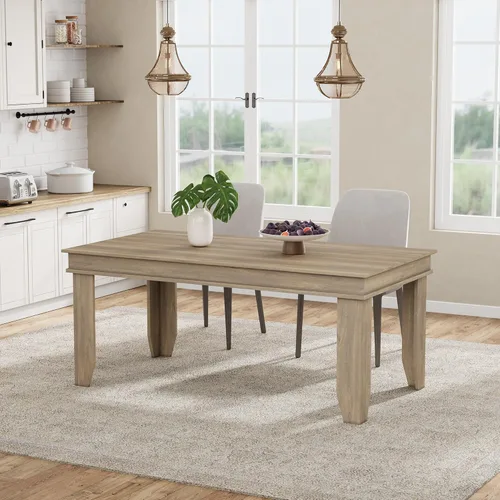 Miniatura 22 de GarveeHome Mesa de comedor de granja para 6-8 personas, mesas de cocina de 71 pulgadas de largo con marco resistente de madera, mesa rectangular