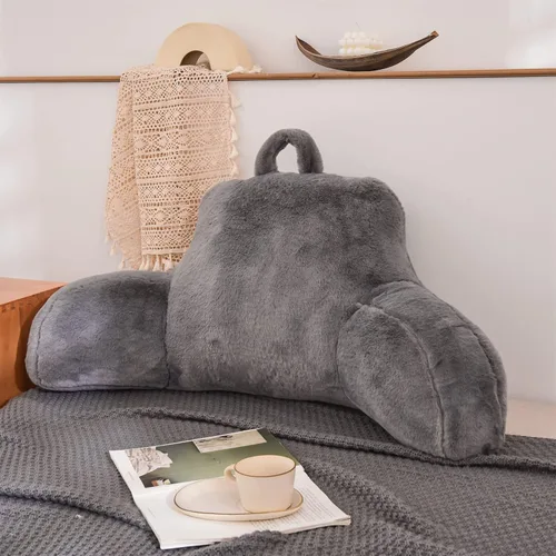 Miniatura 18 de A Nice Night Almohada de lectura de piel sintética con cuña para adultos y niños, respaldo con brazos para sentarse en la cama/sofá para reposo