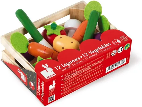 Miniatura 4 de Janod J05611 - Juego de cajas de verduras de madera de 13 piezas - Edades 3+