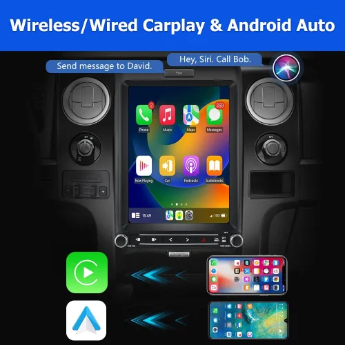 Miniatura 3 de Radio de coche Android 13 para Ford F150 2013 2014, estilo T de 12.1 pulgadas con CarPlay inalámbrico Android Auto GPS DSP WiFi Bluetooth SWC salida