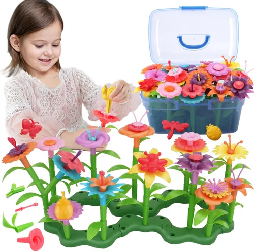 BIRANCO. Juguetes de construcción de jardín de flores - Construye un ramo de arreglos florales para niños pequeños y niños regalos para niñas de 3,