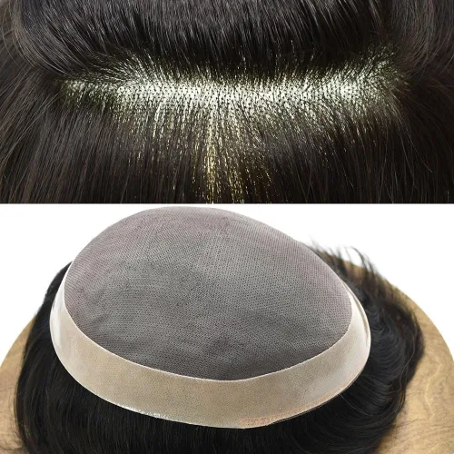 Miniatura 30 de Toupee cabello humano fino mono revestimiento de poliéster alrededor de la postizo duradero NPU monofilamento sistema de reemplazo de cabello