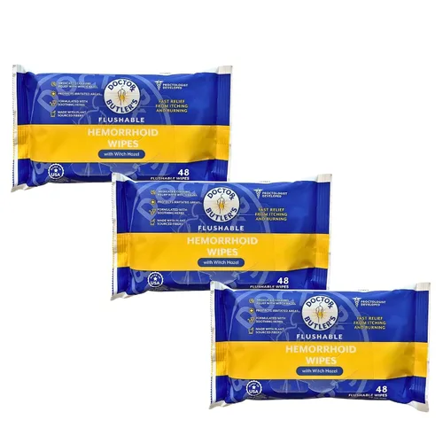 Miniatura 11 de Toallitas que se Pueden Tirar al Inodoro para Hemorroides Doctor Butler's – Toallitas que se Pueden Tirar al Inodoro con Hamamelis para Calmar