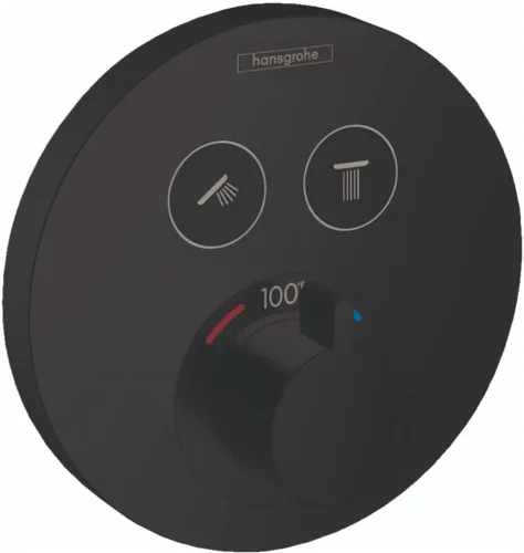 Miniatura 3 de hansgrohe ShowerSelect S 15743341 - Válvula de ducha termostática moderna con control de temperatura y desviador en cromo negro cepillado