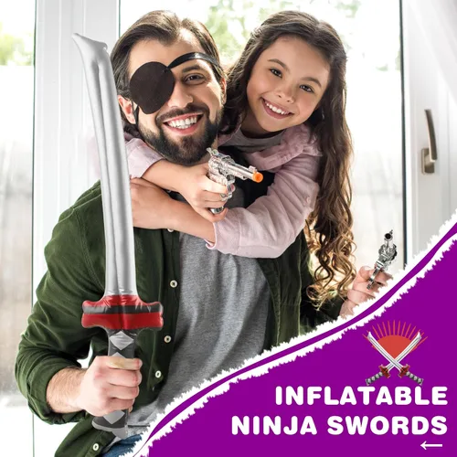 Miniatura 4 de Paquete de 16 espada ninja inflable, espada samurái, Katana inflable, disfraz de espada para niños, playa, piscina, ninja cosplay, recuerdos