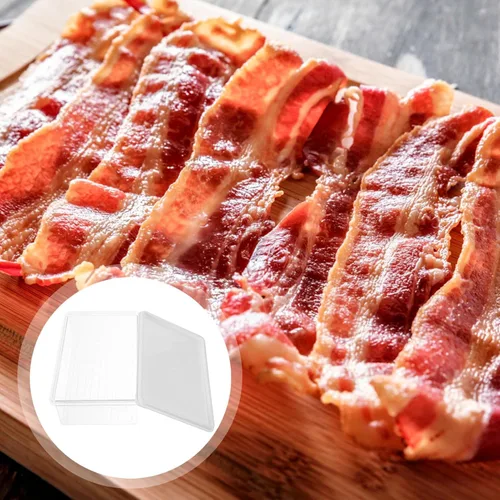 Miniatura 7 de Kichvoe Tocino de plástico con tapas 7.9 * 5.3 pulgadas herméticos embutidos de almacenamiento de queso para refrigeradores congelador