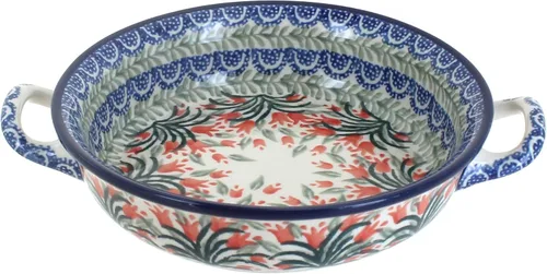 Miniatura 5 de Blue Rose Polish Pottery - Mini cazuela Bluebird con asas, 6.75 pulgadas de diámetro, utensilios para hornear únicos, aptos para lavavajillas