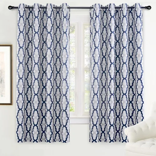 Miniatura 21 de DriftAway Mason - Cortinas térmicas opacas con ojales para ventanas, diseño geométrico de enrejado, 2 paneles, cada uno de 52 pulgadas por 63 Gris