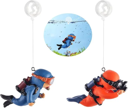 Miniatura 4 de 5 piezas de decoración flotante para pecera, lindo buceador acuario, decoración de pecera, acuario, accesorios de adorno para buzo