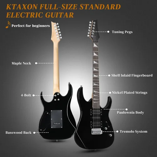 Miniatura 2 de Ktaxon Guitarra Eléctrica de 39" con Amplificador de 20 Vatios, Kit de Guitarra de Inicio Modelo 170 de Tamaño Completo para Principiantes