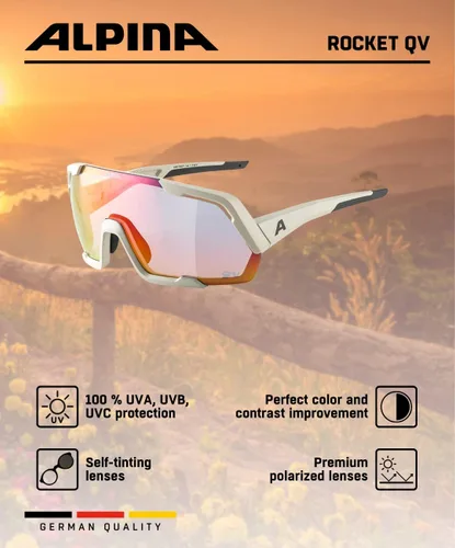 Miniatura 5 de ALPINA Gafas de ciclismo espejadas, polarizadas y fotocromáticas para hombres y mujeres, 100% protección UV, Rocket QV