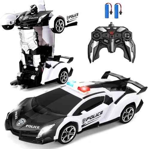 Miniatura 9 de Blackma Auto a control remoto – Transformación, deformación con un botón y deriva giratoria de 360°, auto RC robot transformable con luz LED