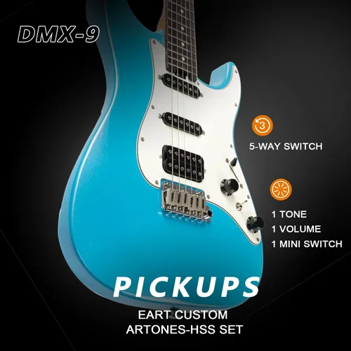 Miniatura 3 de EART Guitarra eléctrica DMX-9, puente de trémolo de 6 cuerdas, pastillas Humbucker, cuerpo sólido, guitarras con interruptor de 5 vías