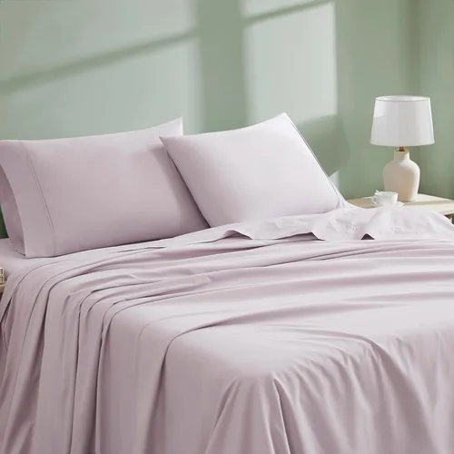 Miniatura 10 de Linen Closet Juego de 4 piezas de sábanas de 100% algodón orgánico tamaño completo, tejido de percal, crujiente, fresco, suave y duradero, sábanas