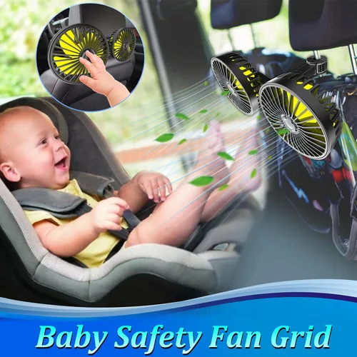 Miniatura 4 de Qidoe Ventilador de coche para asiento trasero, ventiladores portátiles alimentados por USB para automóvil con rotación de 360° con 3 velocidades