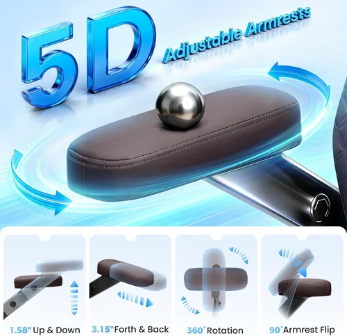 Miniatura 6 de Silla de Oficina para Escritorio, Silla Ejecutiva de Oficina para Computadora Grande y Alta, Silla de Oficina Extra Ancha de 500LBS de Alta Café