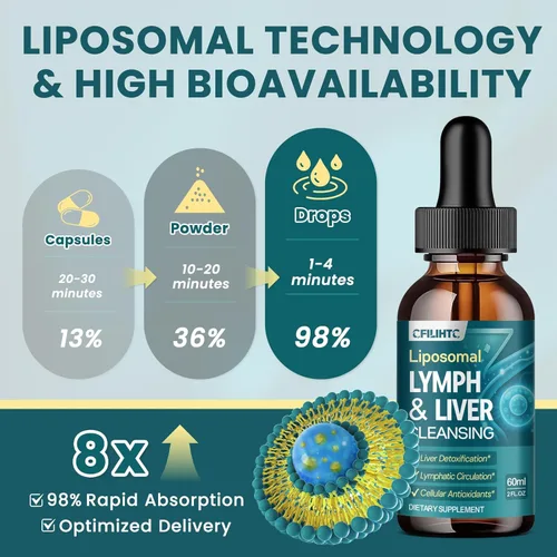 Miniatura 5 de 2 gotas de drenaje linfático liposomal – 21 en 1 limpieza del hígado desintoxicación y reparación con cardo mariano, equinácea, raíz de bardana