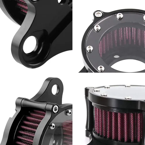 Miniatura 6 de Sporacingrts Filtro de aire para motocicleta CNC limpiador de aire negro Filtro de entrada Compatible con Sportster Police XL883P