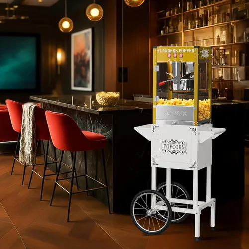 Miniatura 8 de Máquina de palomitas de maíz ROVSUN con carrito, ruedas y hervidor de 8 onzas, hace hasta 32 tazas, máquina de palomitas con cuchara para palomitas