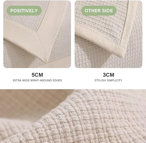 Miniatura 5 de Funda de sofá de lino de algodón, moderna, simple, de doble cara, reversible, funda para sofá modular, protector de muebles para sofá de 3 cojines