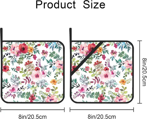 Miniatura 2 de Juego de 2 soportes para macetas de flores florales de acuarela, resistentes al calor, para microondas, hornear, horno, platos finales y barbacoa