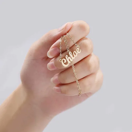 Miniatura 6 de Collar personalizado con nombre, chapado en oro de 14 quilates, collares personalizados para mujeres, joyas con nombre, collares de placa con nombre