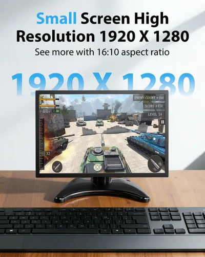 Miniatura 2 de Monitor de seguridad pequeño para cámara Mini PC: caja de metal, 10.5 pulgadas 16:10 1920 × 1280, puerto HDMI y VGA, altavoces duales, alto brillo