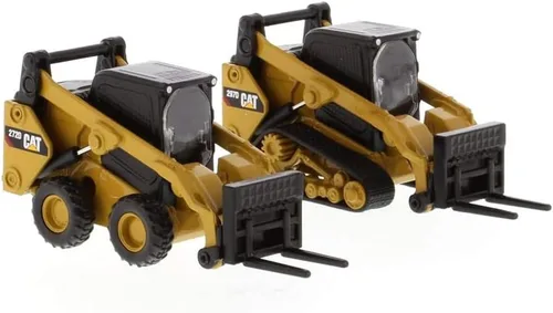 Miniatura 2 de Diecast Masters Cargador de minicargadora Caterpillar 272D2 a escala 1:64 y accesorios de fijación de riel compacto 297D2, equipo de construcción