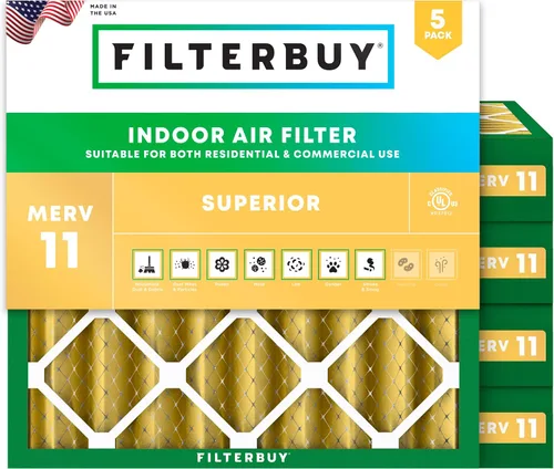 Miniatura 17 de Filterbuy Filtro de aire MERV 11 de 14 x 24 x 1 superior, defensa de mascotas y alergias (paquete de 5), filtros electrostáticos plisados para horno