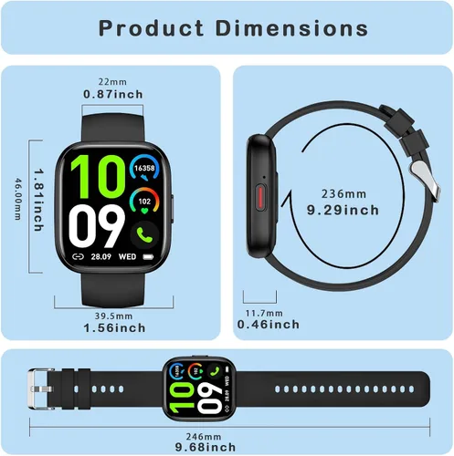 Miniatura 8 de Relojes inteligentes para hombres y mujeres, contestar/hacer llamadas, reloj de fitness de 1.85 pulgadas con más de 120 modos deportivos, frecuencia