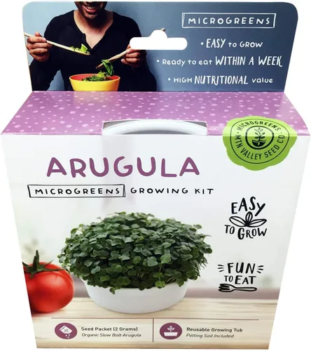 Kit de cultivo de mini microgreens - Rúcula - Cultiva tus propias microverduras gourmet orgánicas en interiores: ensalada, sándwich y decora - fácil