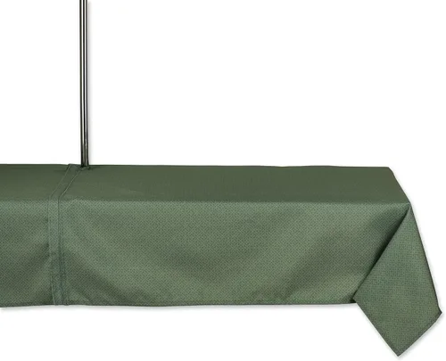 Miniatura 8 de DII Colección de mesa para interior/exterior con agujero para sombrilla con cremallera, lavable a máquina, celosía tonal, mantel, 60 pulgadas