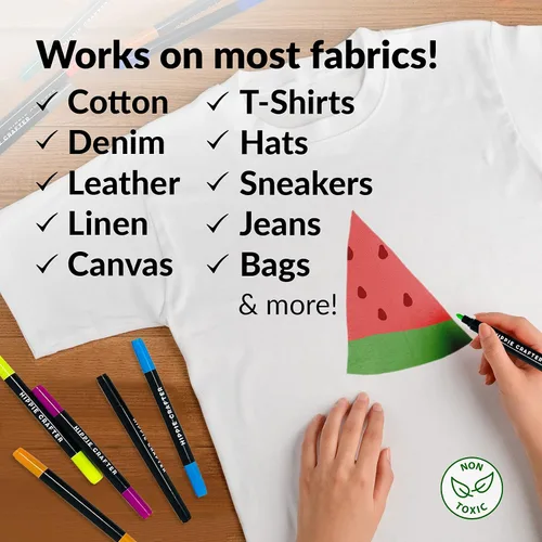 Miniatura 6 de HIPPIE CRAFTER 26 marcadores y bolígrafos de tela, permanentes para ropa, ropa de bebé, lienzo, camisetas, zapatos, tapicería, ideal para artistas