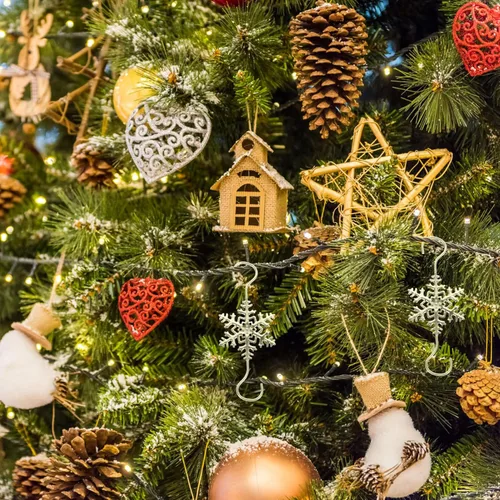 Miniatura 3 de HOMSFOU Decoración de escritorio, 10 ganchos de adorno de árbol de copo de nieve, ganchos decorativos de alambre de metal para árbol de Navidad