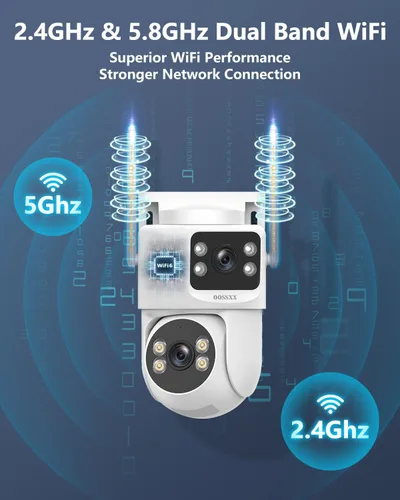 Miniatura 7 de Sistema de cámara de seguridad WiFi de doble lente de 4 MP, visión amplia de 130° + seguimiento automático PTZ, banda dual de 2.4G/5.8G, cámara
