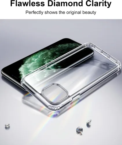 Miniatura 3 de HOOMIL Funda para iPhone 11 Pro Max de 6.5 pulgadas, antiamarilleo, protección contra caídas, carcasa trasera dura transparente antiarañazos